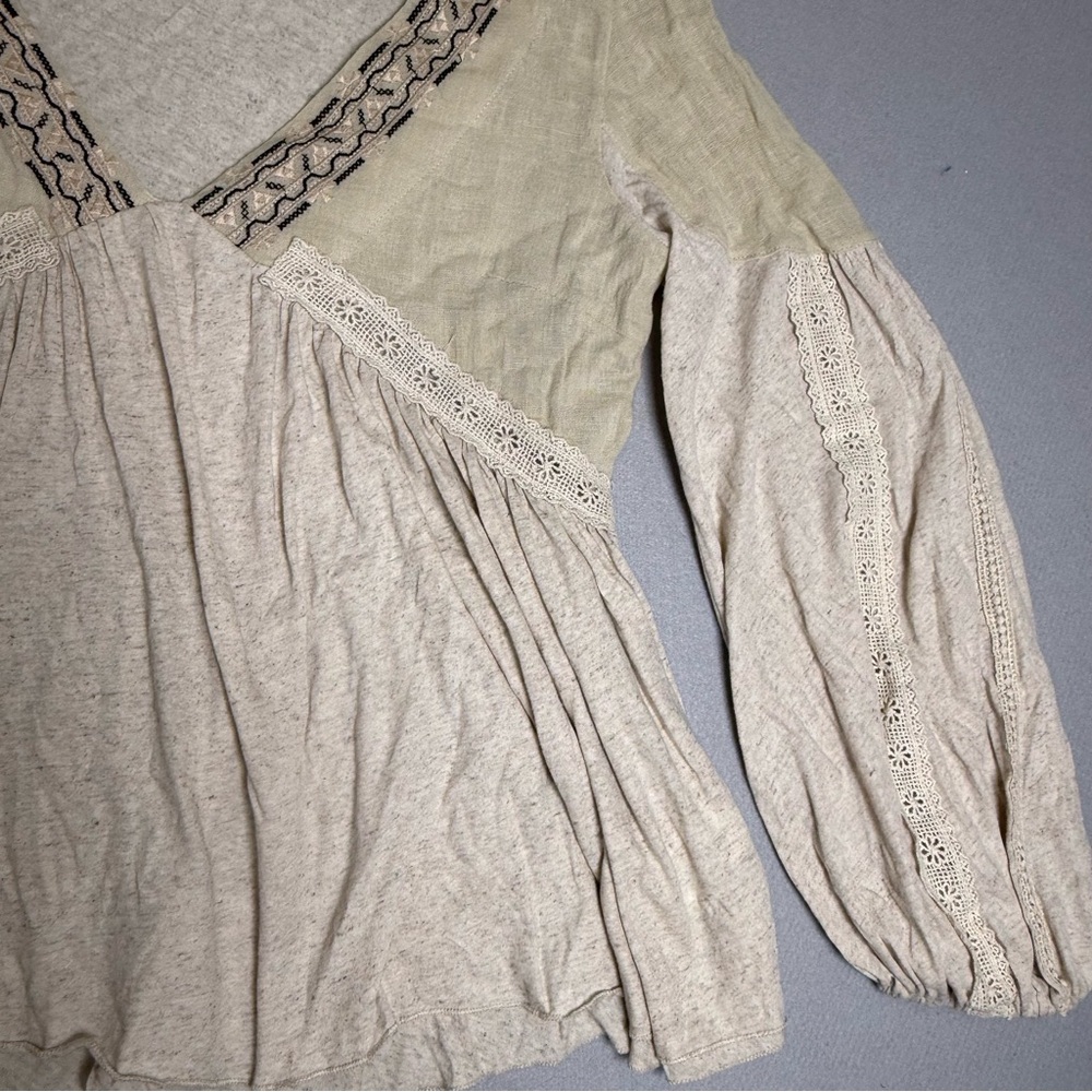 Miss Me Top Blouse Top Sz M Babydoll Embroidered Long Balloon Sleeves Bohemian - Picture 6 of 12